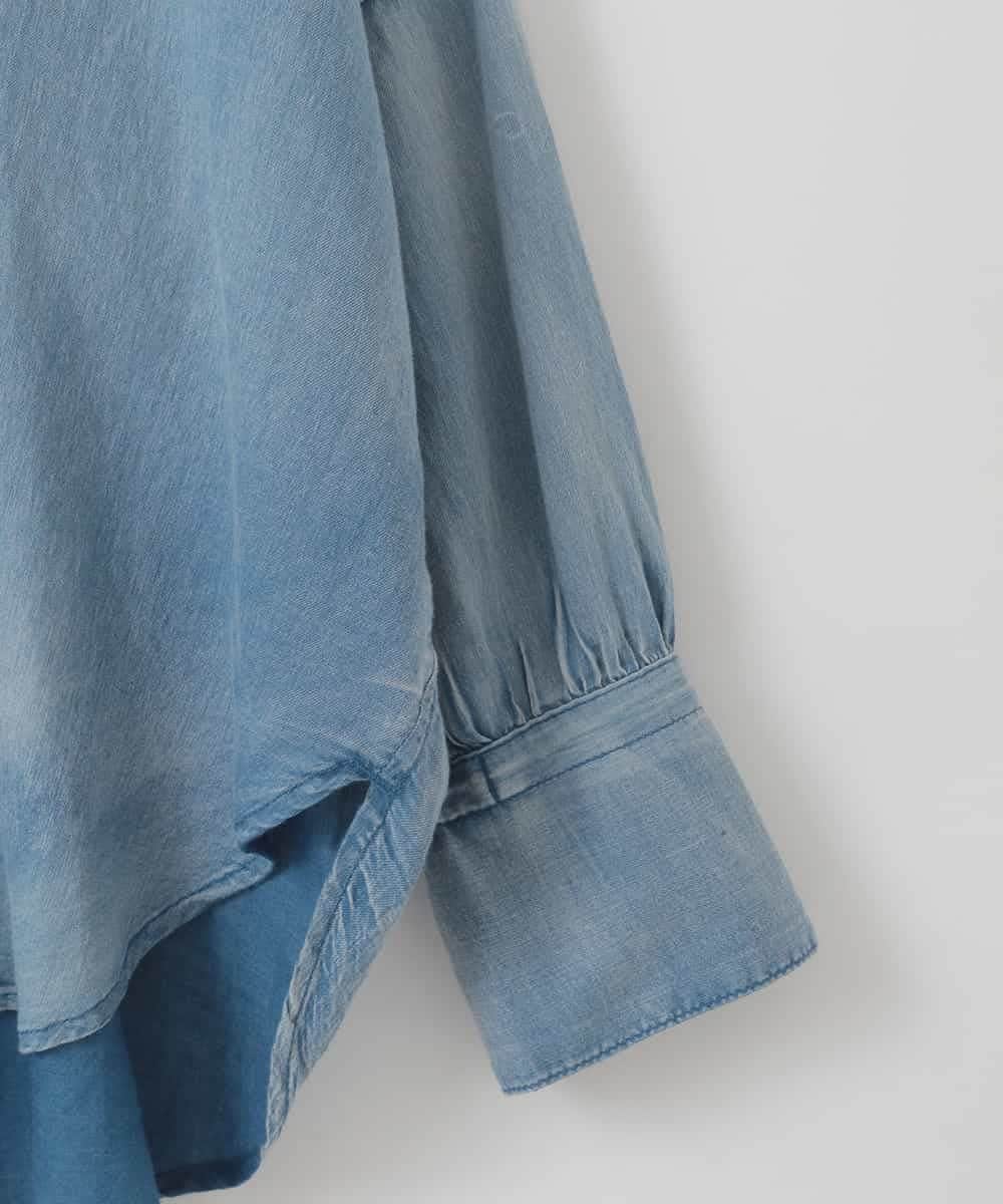 ZMBGE27138 al'aise modulation(アレーズモジュレーション) デニムライクスキッパーブラウス ブルー