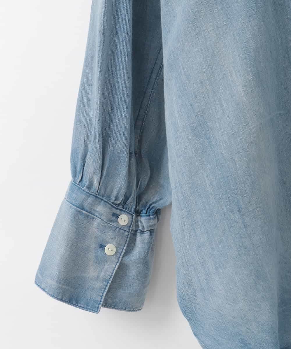 ZMBGE27138 al'aise modulation(アレーズモジュレーション) デニムライクスキッパーブラウス ブルー