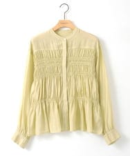 ZMBGE28120 al'aise modulation(アレーズモジュレーション) ノーカラーシャーリングブラウス イエロー