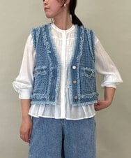 ZMBGE28120 al'aise modulation(アレーズモジュレーション) ノーカラーシャーリングブラウス ホワイト