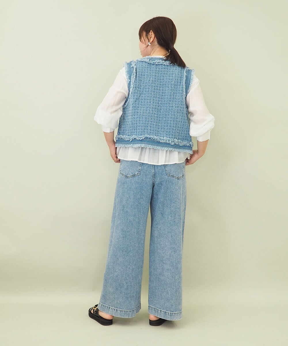 ZMBGE28120 al'aise modulation(アレーズモジュレーション) ノーカラーシャーリングブラウス ホワイト