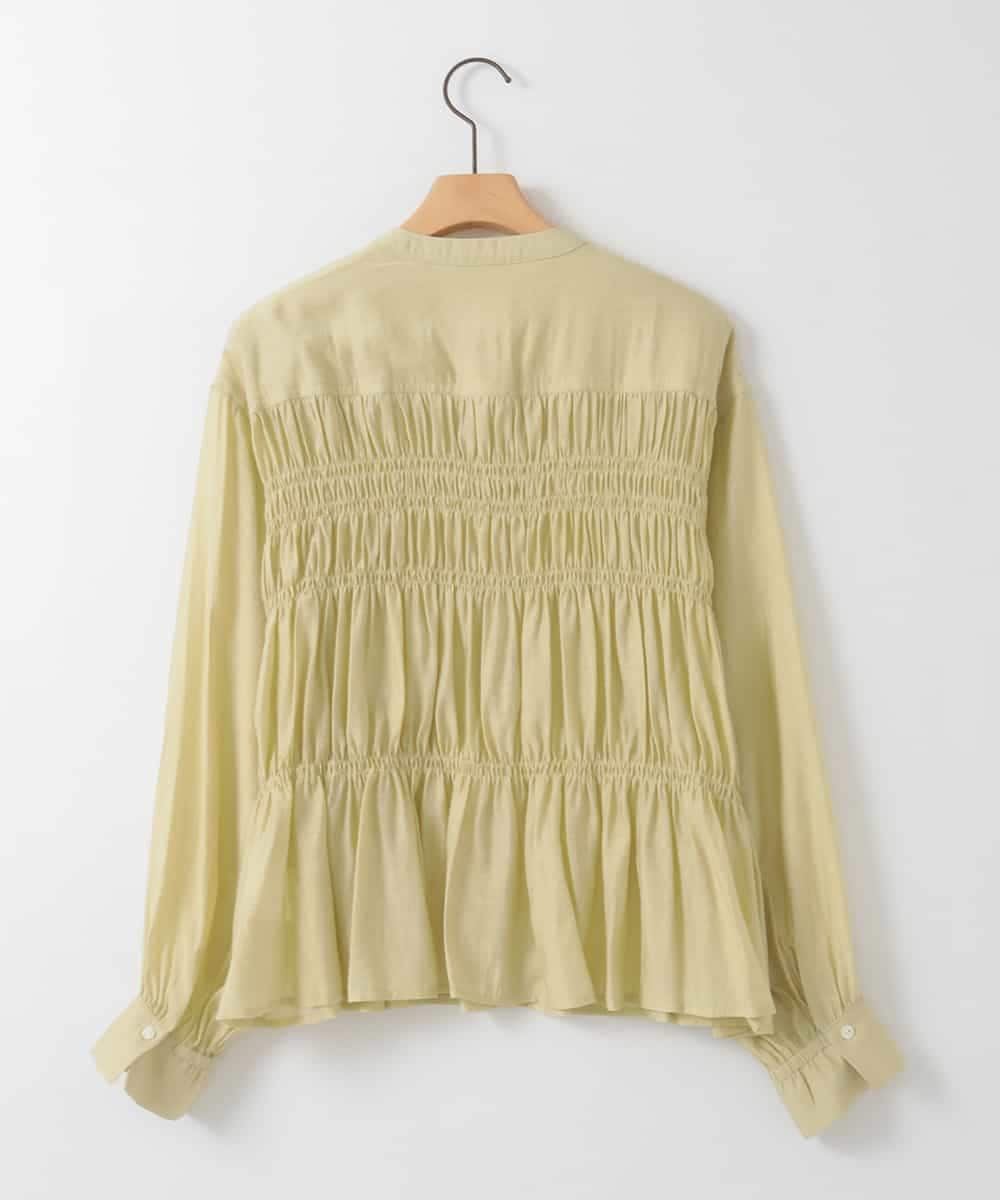 ZMBGE28120 al'aise modulation(アレーズモジュレーション) ノーカラーシャーリングブラウス イエロー