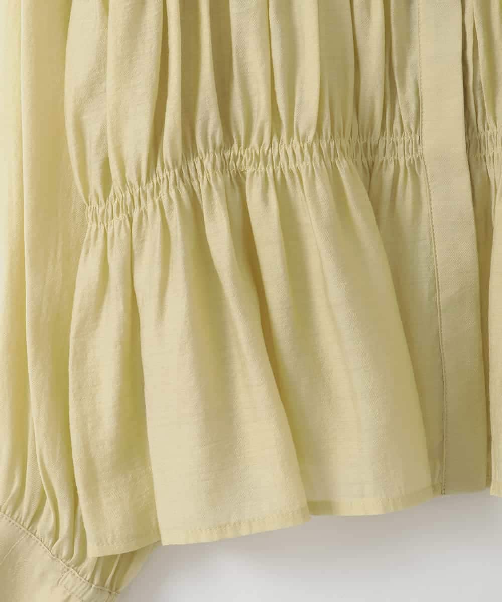 ZMBGE28120 al'aise modulation(アレーズモジュレーション) ノーカラーシャーリングブラウス イエロー