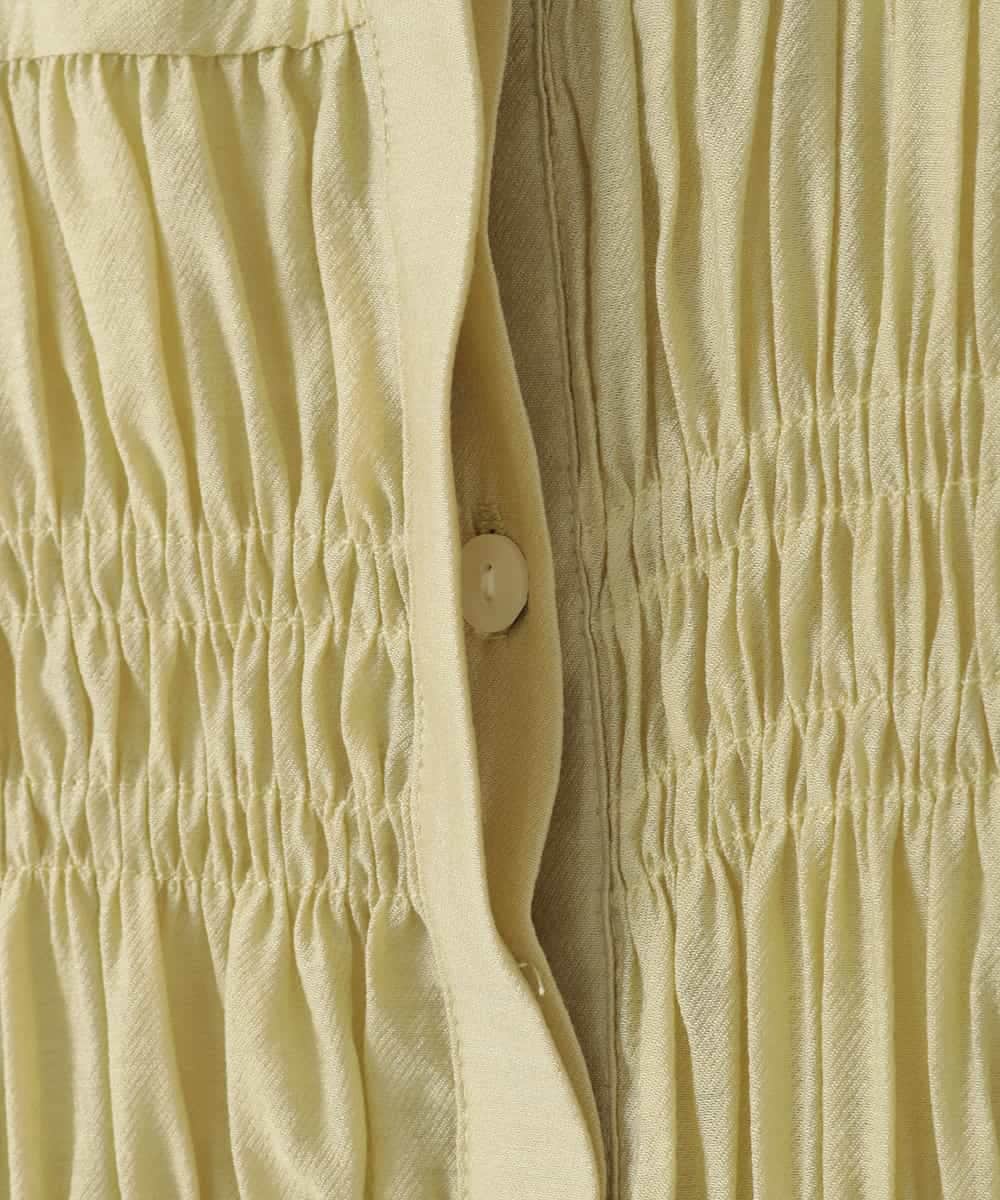 ZMBGE28120 al'aise modulation(アレーズモジュレーション) ノーカラーシャーリングブラウス イエロー