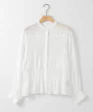 ZMBGE28120 al'aise modulation(アレーズモジュレーション) ノーカラーシャーリングブラウス ホワイト