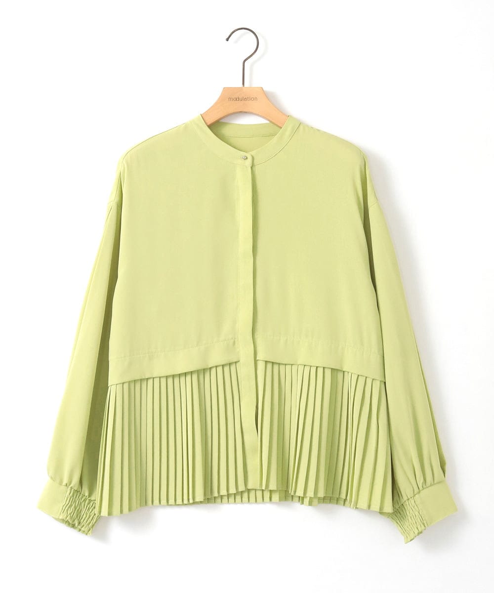 ZMBGE29128 al'aise modulation プリーツヘムノーカラーブラウス