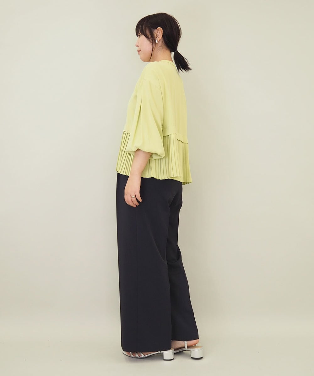 ZMBGE29128 al'aise modulation(アレーズモジュレーション) プリーツヘムノーカラーブラウス イエロー