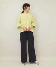 ZMBGE29128 al'aise modulation(アレーズモジュレーション) プリーツヘムノーカラーブラウス イエロー