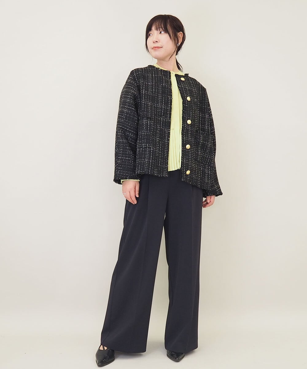 ZMBGE29128 al'aise modulation(アレーズモジュレーション) プリーツヘムノーカラーブラウス イエロー