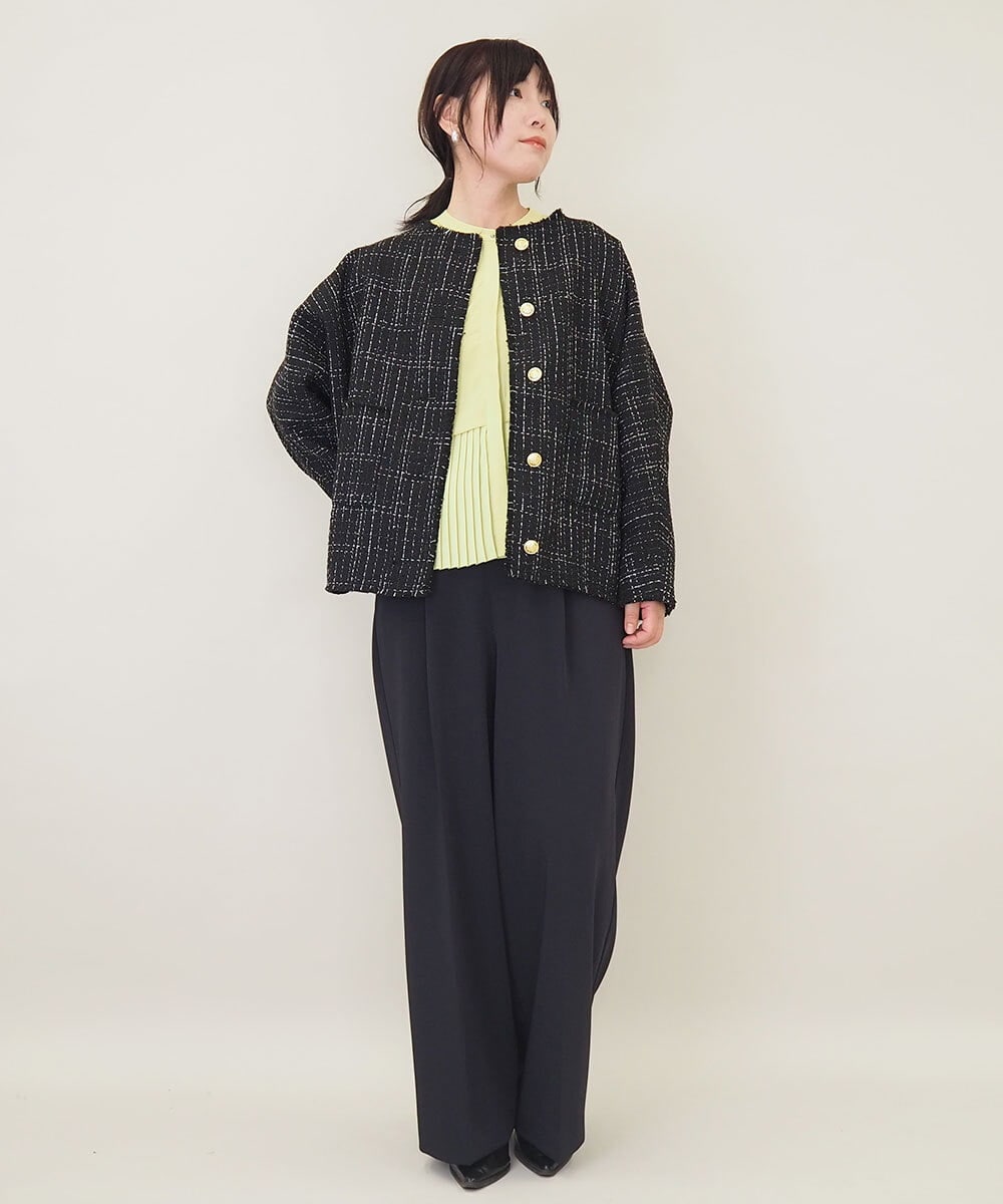 ZMBGE29128 al'aise modulation(アレーズモジュレーション) プリーツヘムノーカラーブラウス イエロー