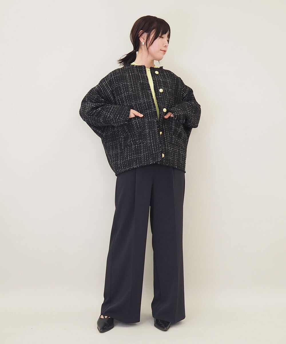 ZMBGE29128 al'aise modulation(アレーズモジュレーション) プリーツヘムノーカラーブラウス イエロー