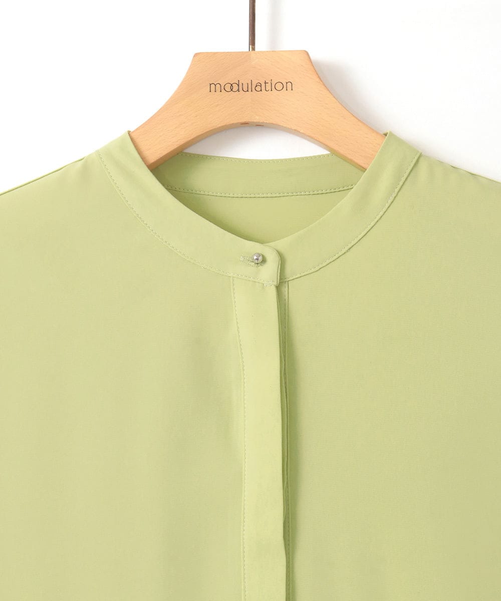 ZMBGE29128 al'aise modulation(アレーズモジュレーション) プリーツヘムノーカラーブラウス イエロー