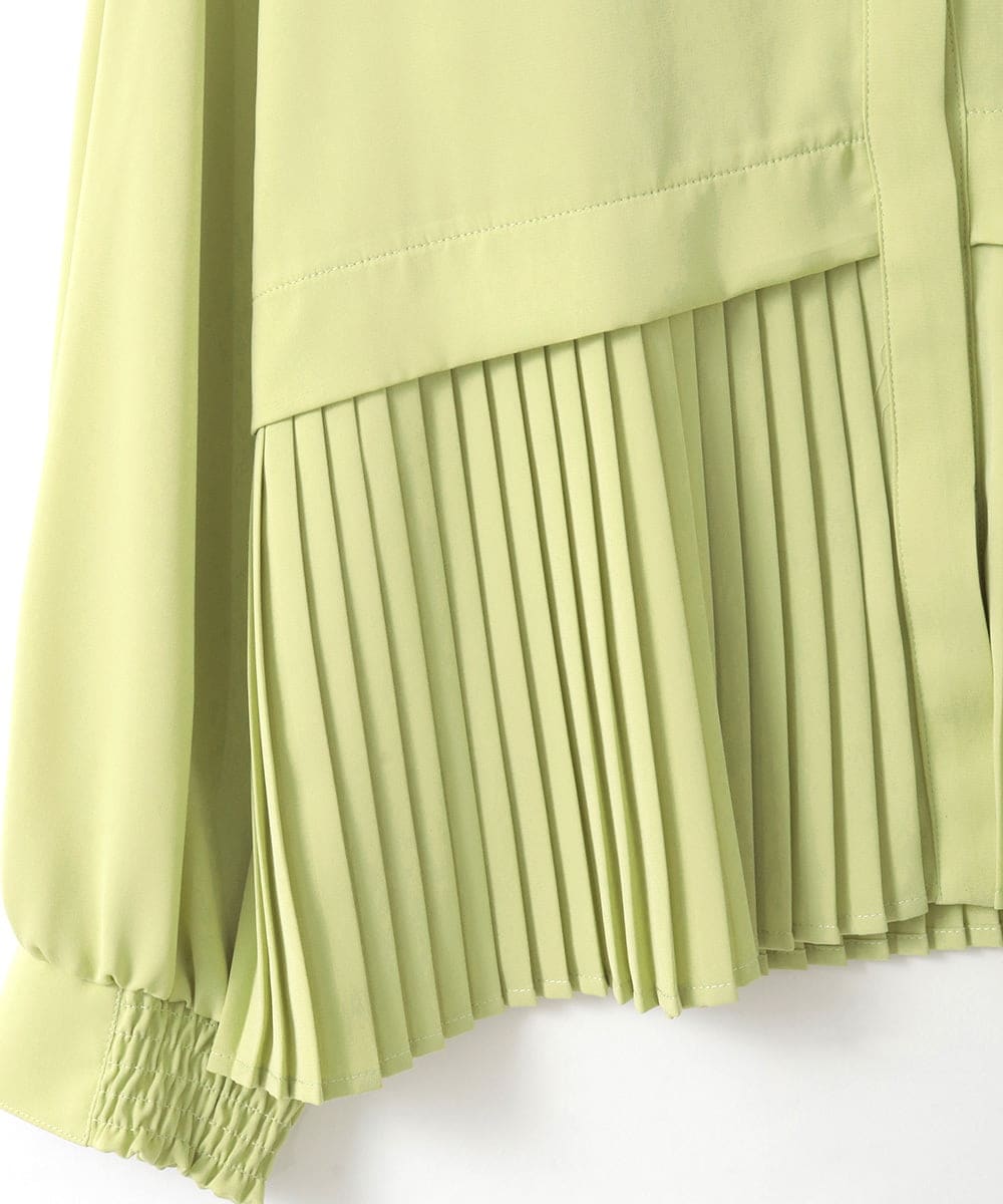 ZMBGE29128 al'aise modulation(アレーズモジュレーション) プリーツヘムノーカラーブラウス イエロー