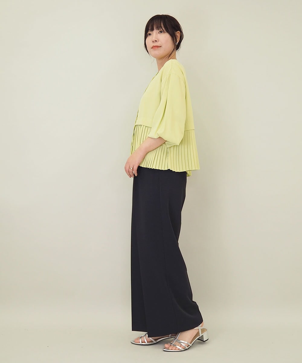 ZMBGE29128 al'aise modulation(アレーズモジュレーション) プリーツヘムノーカラーブラウス イエロー