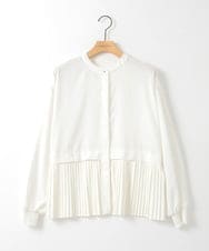 ZMBGE29128 al'aise modulation(アレーズモジュレーション) プリーツヘムノーカラーブラウス ホワイト