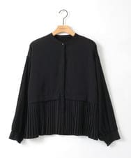 ZMBGE29128 al'aise modulation(アレーズモジュレーション) プリーツヘムノーカラーブラウス ブラック