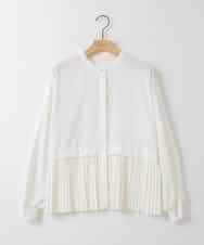 ZMBGE29128 al'aise modulation(アレーズモジュレーション) プリーツヘムノーカラーブラウス ホワイト