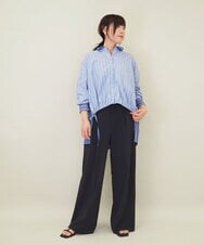 ZMBGE30145 al'aise modulation(アレーズモジュレーション) 配色ストライプドロストシャツ ブルー