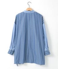 ZMBGE30145 al'aise modulation(アレーズモジュレーション) 配色ストライプドロストシャツ ブルー