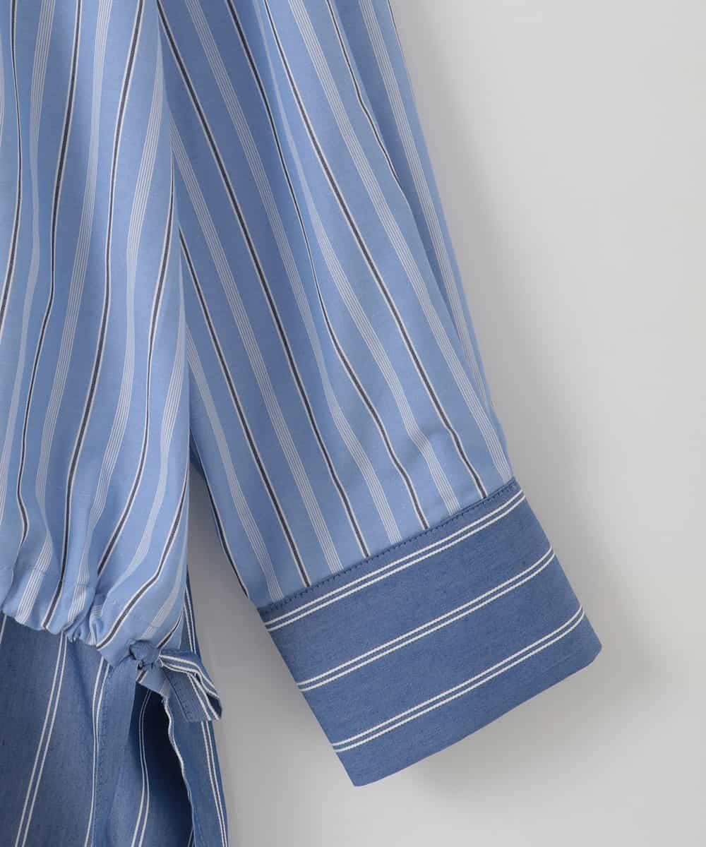 ZMBGE30145 al'aise modulation(アレーズモジュレーション) 配色ストライプドロストシャツ ブルー