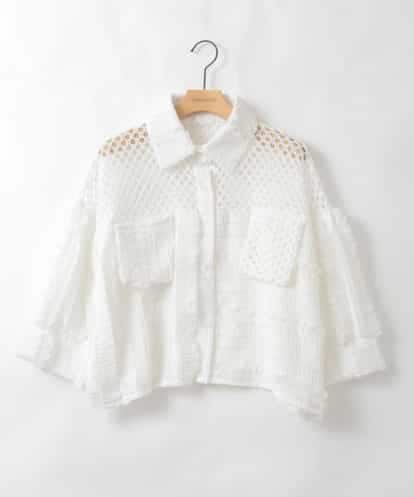 ZMBGE31130 al'aise modulation メッシュフリルコンビブラウス