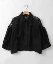 ZMBGE31130 al'aise modulation(アレーズモジュレーション) メッシュフリルコンビブラウス ブラック