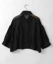 ZMBGE31130 al'aise modulation(アレーズモジュレーション) メッシュフリルコンビブラウス ブラック