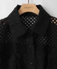 ZMBGE31130 al'aise modulation(アレーズモジュレーション) メッシュフリルコンビブラウス ブラック