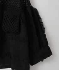 ZMBGE31130 al'aise modulation(アレーズモジュレーション) メッシュフリルコンビブラウス ブラック