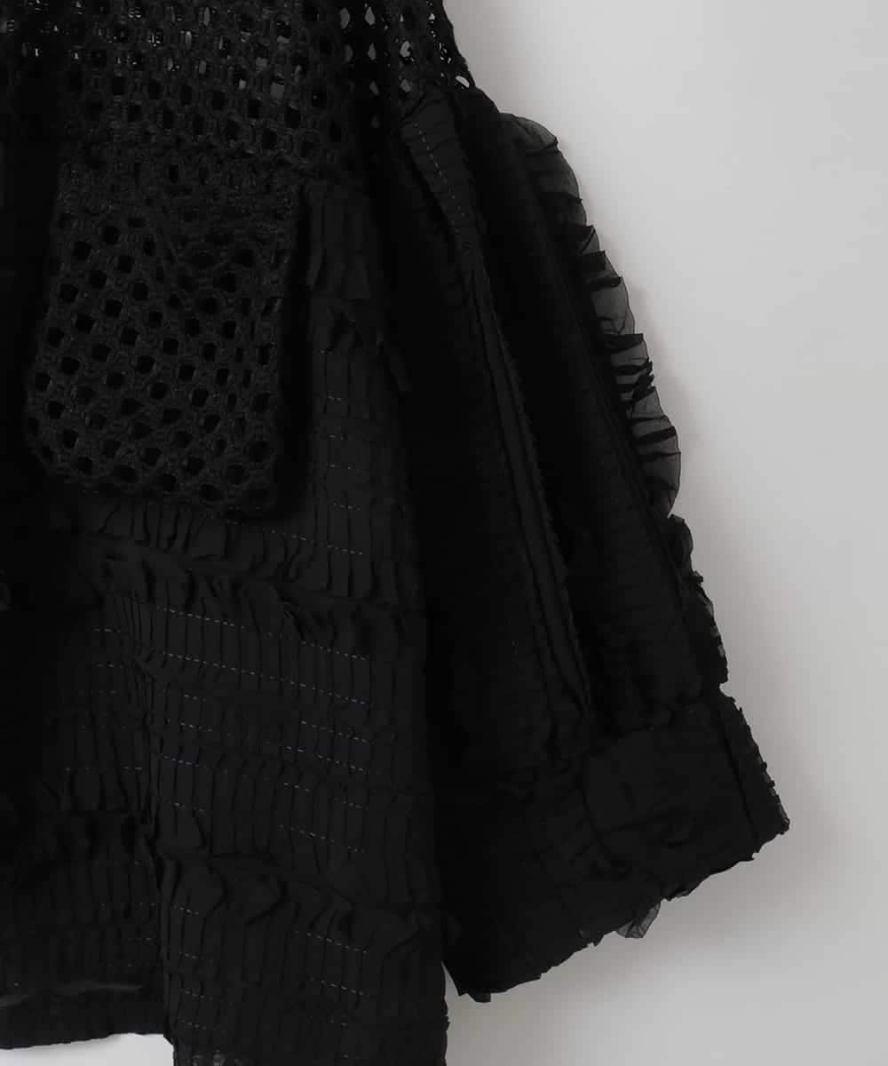 ZMBGE31130 al'aise modulation(アレーズモジュレーション) メッシュフリルコンビブラウス ブラック