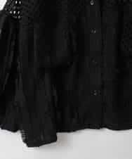 ZMBGE31130 al'aise modulation(アレーズモジュレーション) メッシュフリルコンビブラウス ブラック