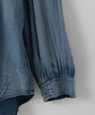 ZMBGE32168 al'aise modulation(アレーズモジュレーション) デニムライクフロントフリルブラウス ネイビー