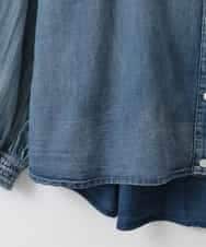 ZMBGE32168 al'aise modulation(アレーズモジュレーション) デニムライクフロントフリルブラウス ネイビー