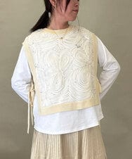 ZMBGE33098 al'aise modulation(アレーズモジュレーション) 【洗える】コード刺繍サイドリボンジレ ホワイト