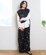 ZMBGE33098 al'aise modulation(アレーズモジュレーション) 【洗える】コード刺繍サイドリボンジレ ブラック