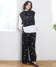 ZMBGE33098 al'aise modulation(アレーズモジュレーション) 【洗える】コード刺繍サイドリボンジレ ブラック