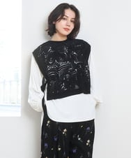 ZMBGE33098 al'aise modulation(アレーズモジュレーション) 【洗える】コード刺繍サイドリボンジレ ブラック