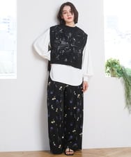 ZMBGE33098 al'aise modulation(アレーズモジュレーション) 【洗える】コード刺繍サイドリボンジレ ブラック