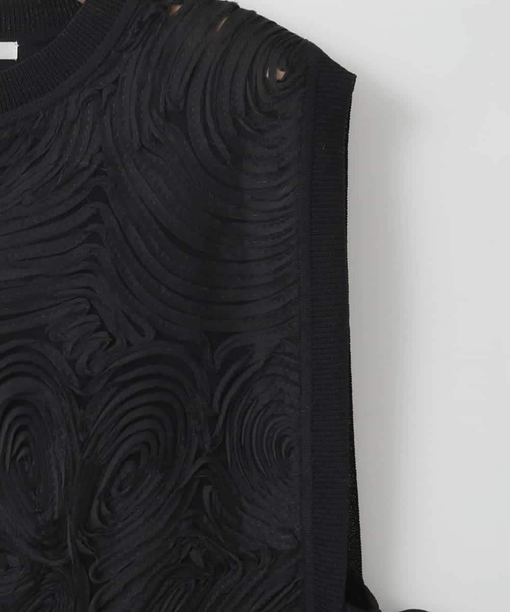 ZMBGE33098 al'aise modulation(アレーズモジュレーション) 【洗える】コード刺繍サイドリボンジレ ブラック