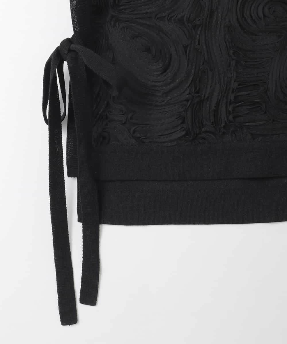 ZMBGE33098 al'aise modulation(アレーズモジュレーション) 【洗える】コード刺繍サイドリボンジレ ブラック