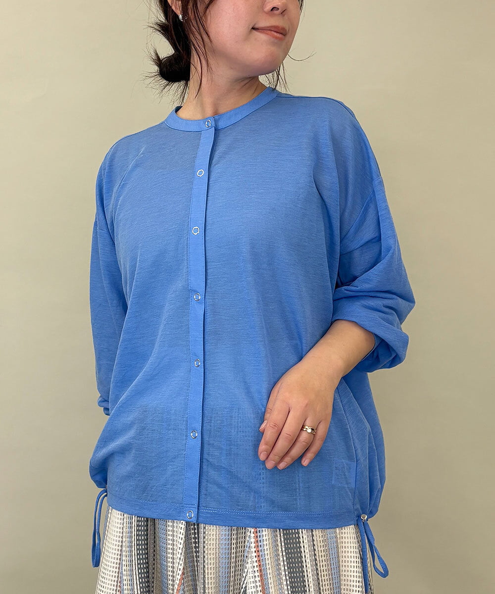 ZMBGE34128 al'aise modulation(アレーズモジュレーション) クルーネックシアーブラウス ライトブルー