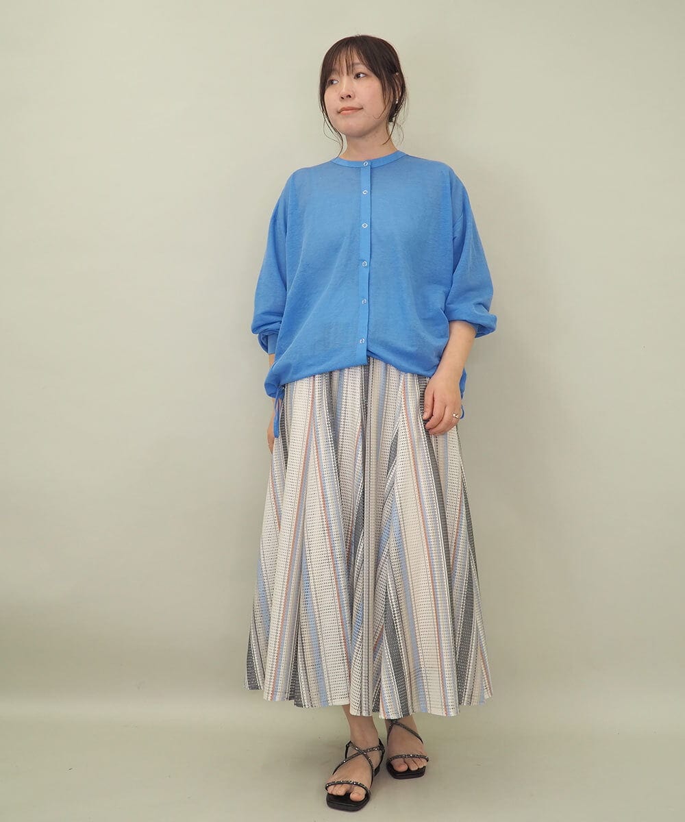 ZMBGE34128 al'aise modulation(アレーズモジュレーション) クルーネックシアーブラウス ライトブルー