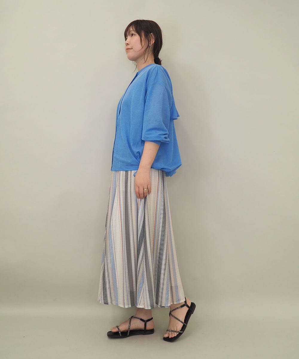 ZMBGE34128 al'aise modulation(アレーズモジュレーション) クルーネックシアーブラウス ライトブルー