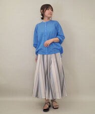 ZMBGE34128 al'aise modulation(アレーズモジュレーション) クルーネックシアーブラウス ライトブルー