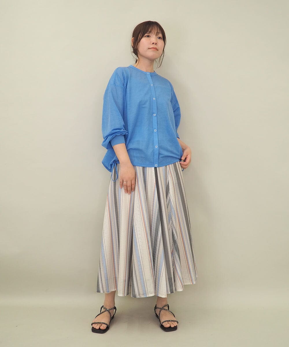 ZMBGE34128 al'aise modulation(アレーズモジュレーション) クルーネックシアーブラウス ライトブルー