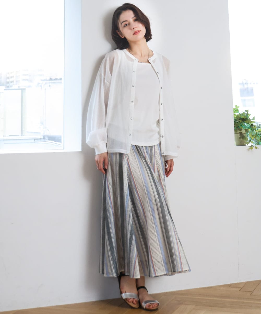 ZMBGE34128 al'aise modulation(アレーズモジュレーション) クルーネックシアーブラウス ホワイト