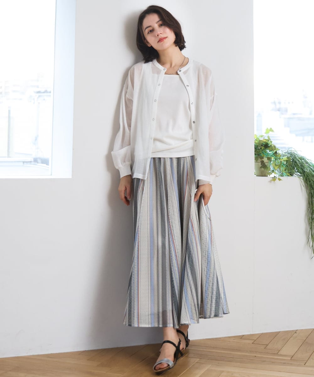 ZMBGE34128 al'aise modulation(アレーズモジュレーション) クルーネックシアーブラウス ホワイト