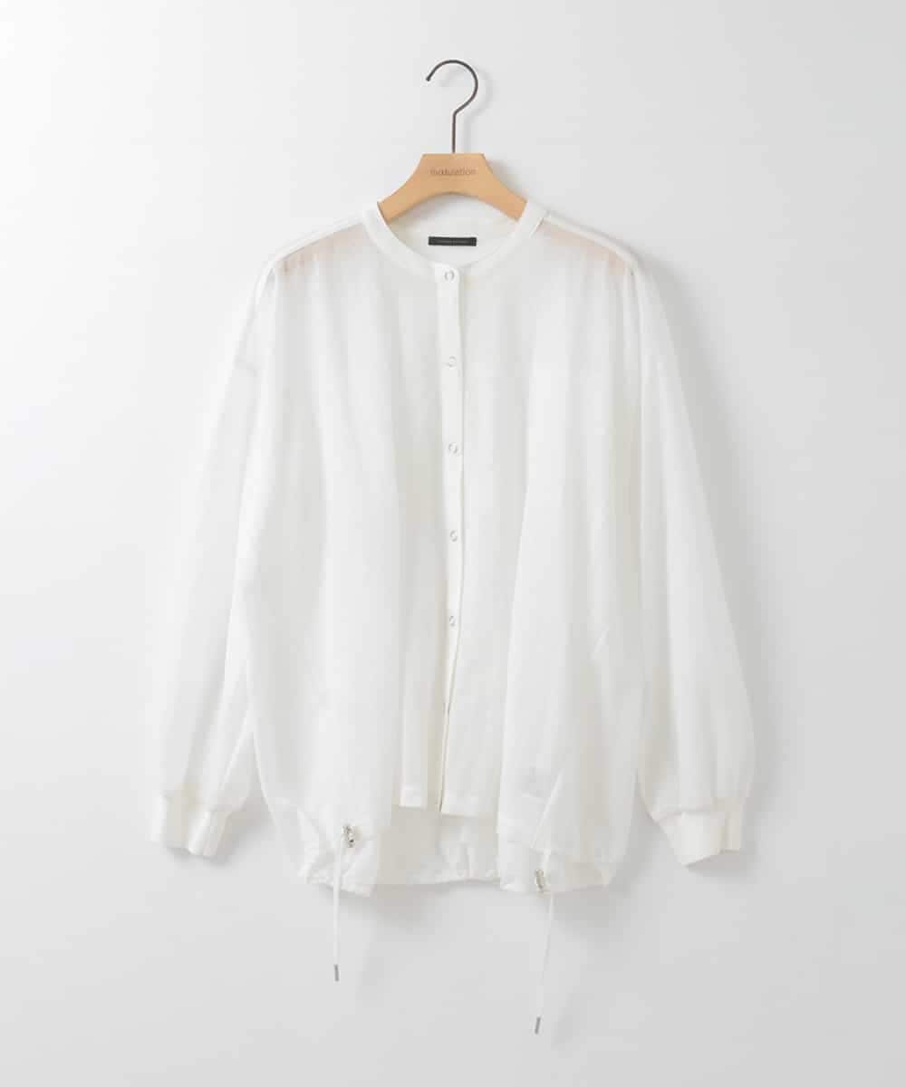 ZMBGE34128 al'aise modulation(アレーズモジュレーション) クルーネックシアーブラウス ホワイト