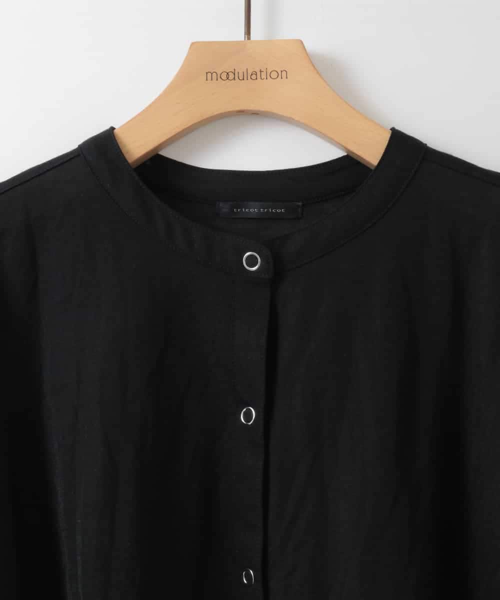 ZMBGE34128 al'aise modulation(アレーズモジュレーション) クルーネックシアーブラウス ブラック