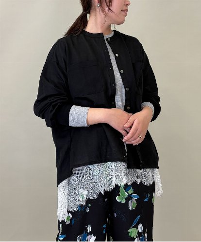 ZMBGE35128 al'aise modulation コットンシアーバンドカラーシャツ